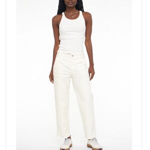 NEW PISTOLA Ashton Cropped Straight Wide Leg Jeans Vanilla Size 30